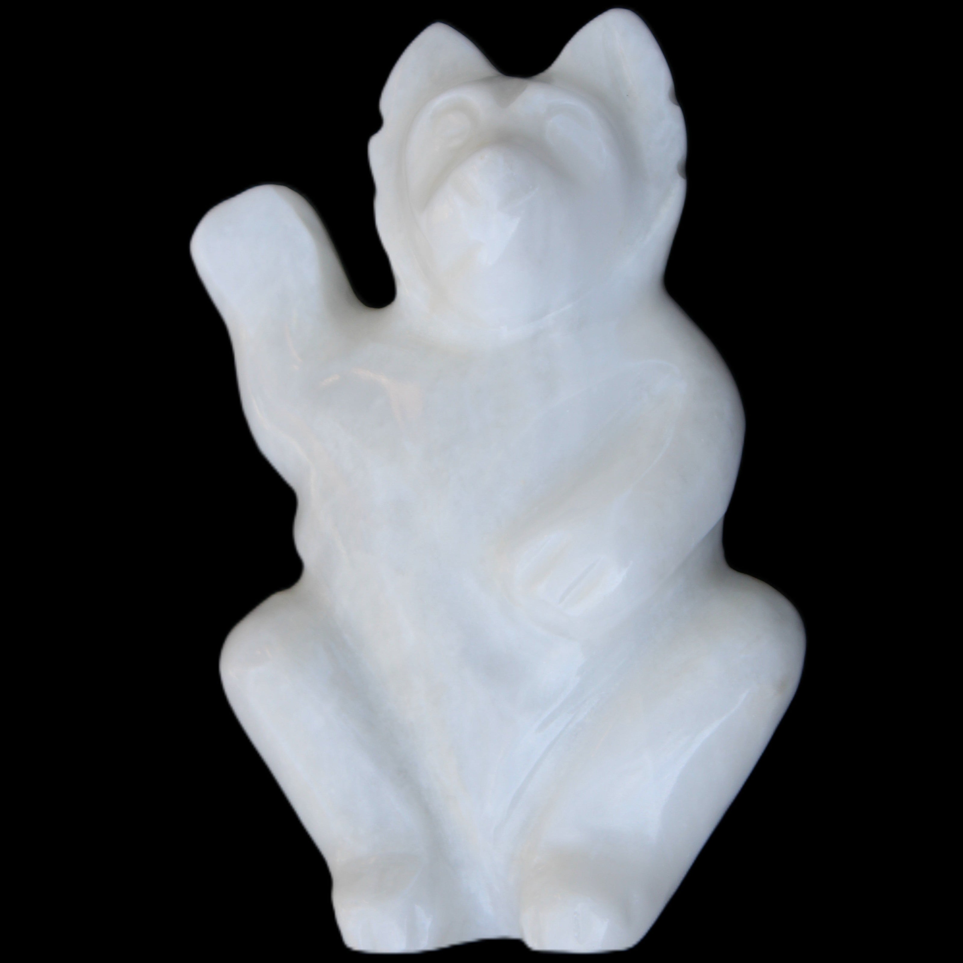 White Jade hand-carved Cat 84*47*135mm 718g in sunlight - Rocks and Things Store