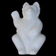 White Jade hand-carved Cat 84*47*135mm 718g in sunlight - Rocks and Things Store