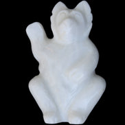 White Jade hand-carved Cat 84*47*135mm 718g in sunlight - Rocks and Things Store