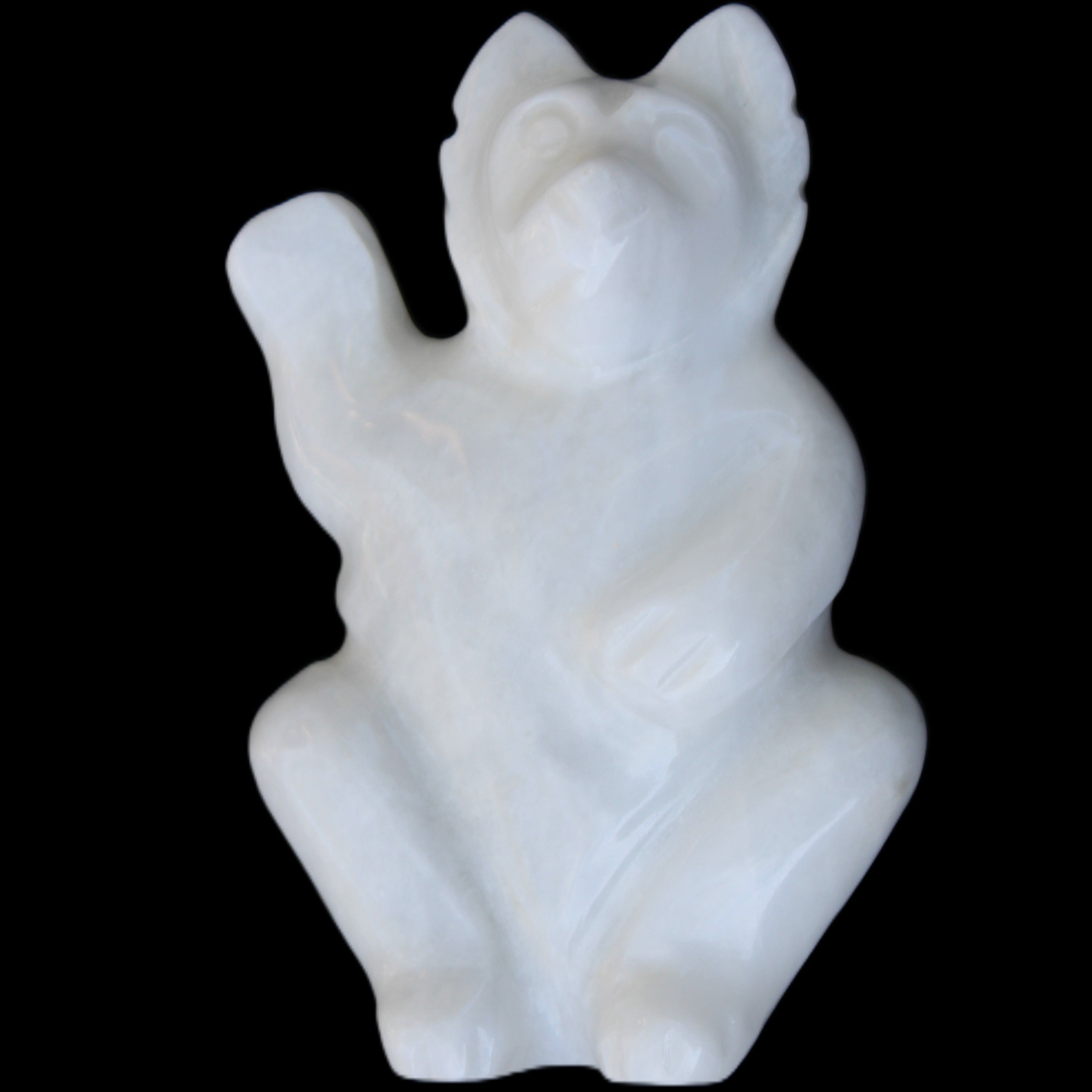 White Jade hand-carved Cat 84*47*135mm 718g in sunlight - Rocks and Things Store