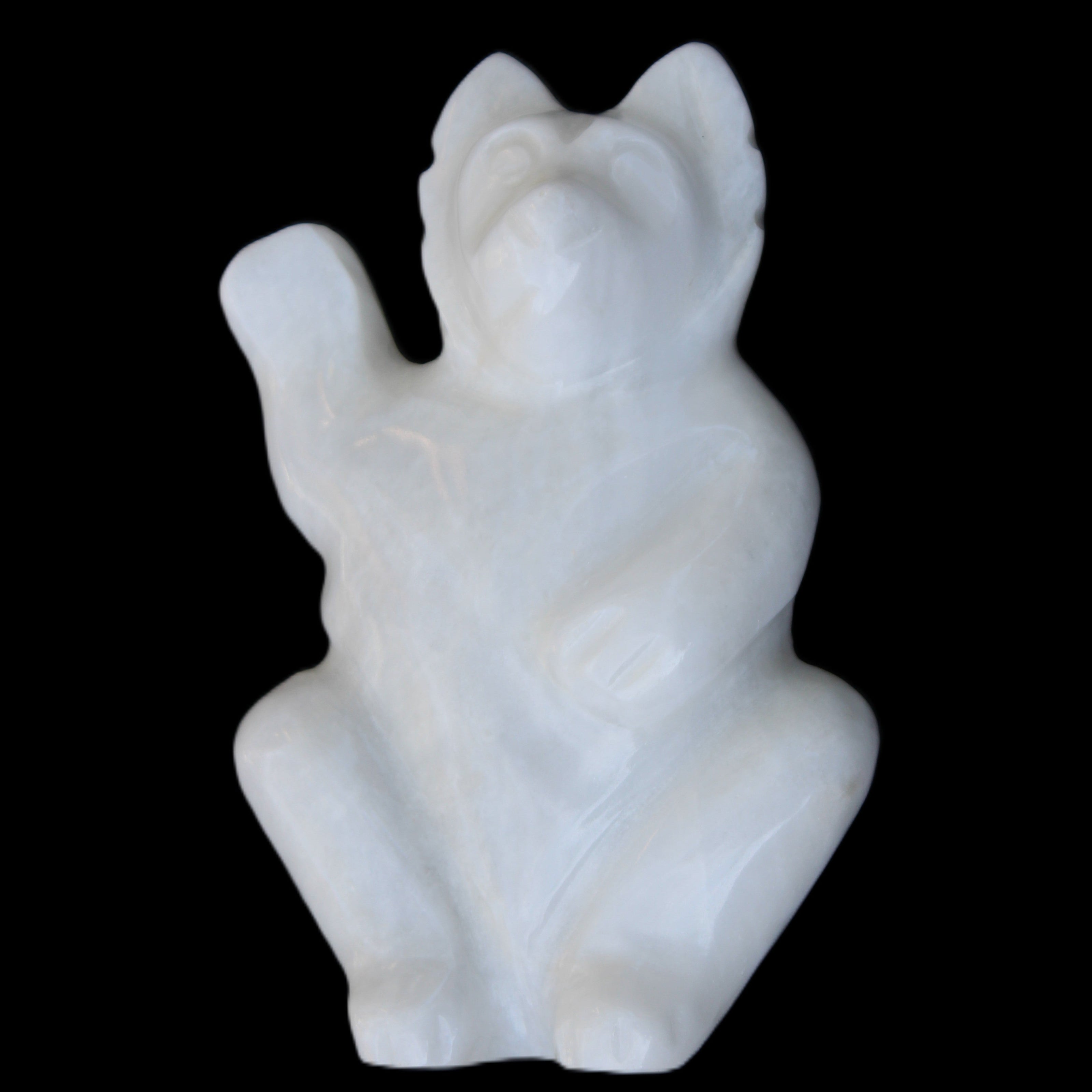 White Jade hand-carved Cat 84*47*135mm 718g in sunlight - Rocks and Things Store