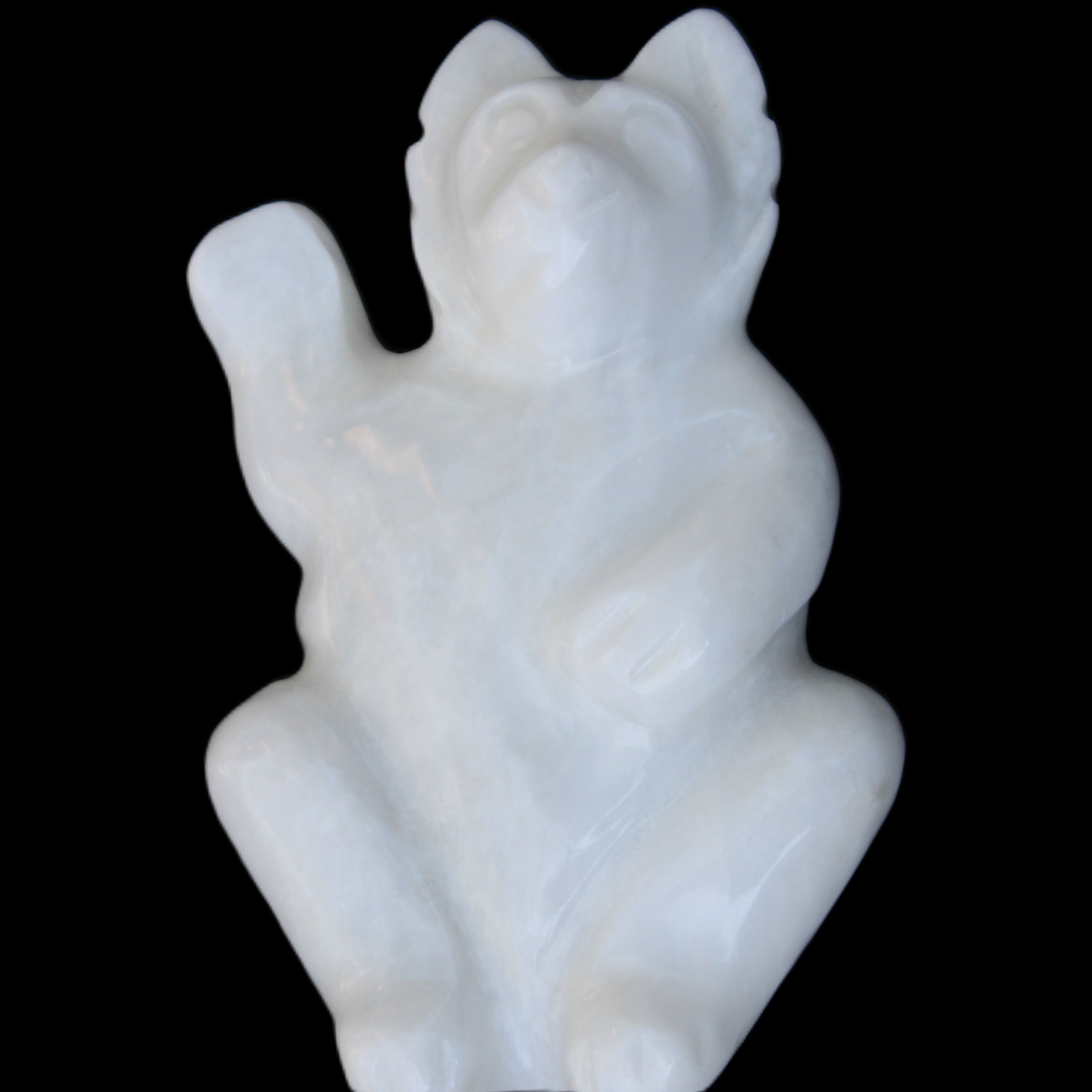 White Jade hand-carved Cat 84*47*135mm 718g in sunlight - Rocks and Things Store