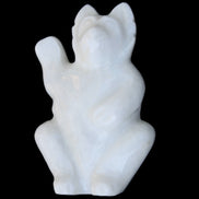 White Jade hand-carved Cat 84*47*135mm 718g in sunlight - Rocks and Things Store