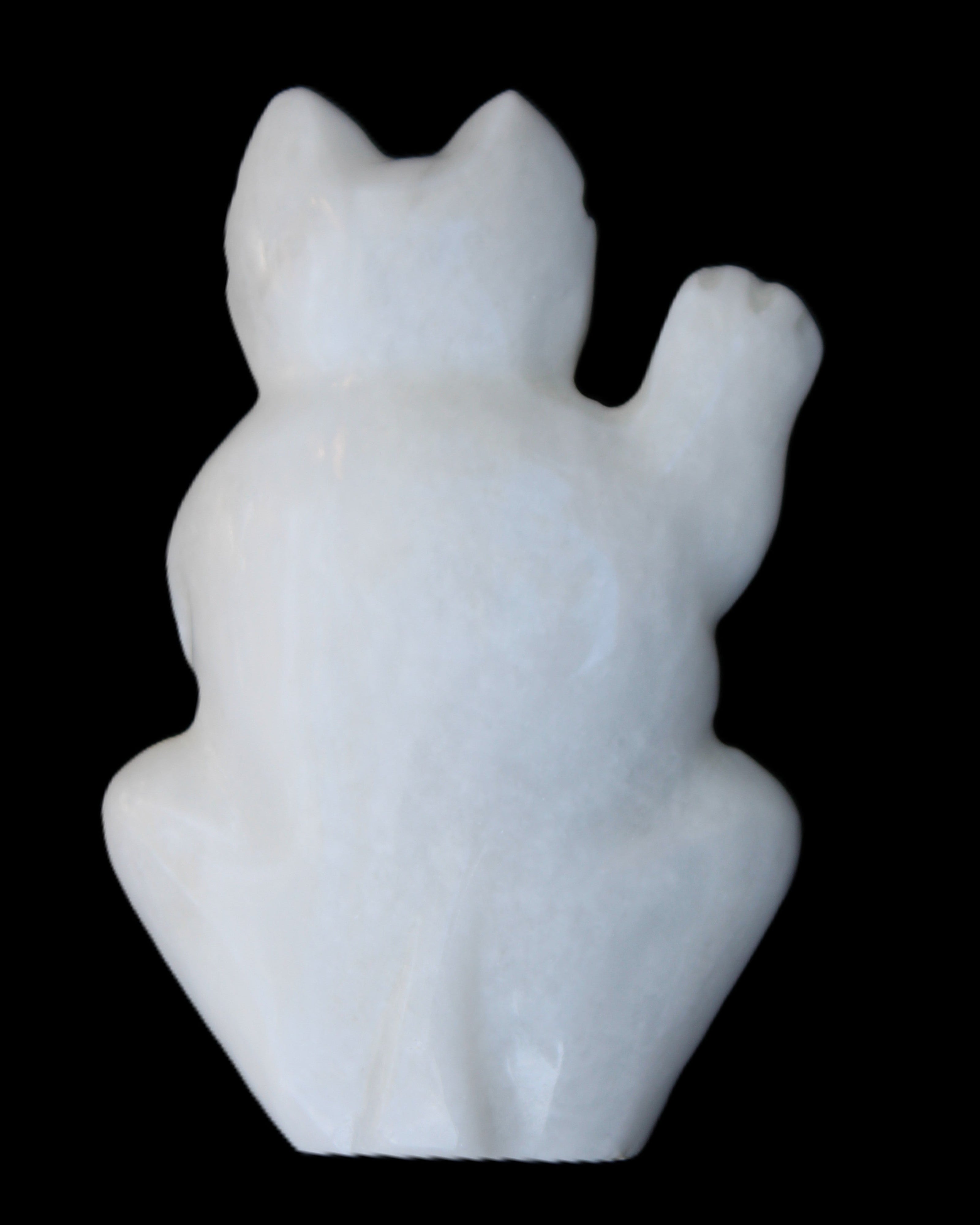 White Jade hand-carved Cat 84*47*135mm 718g in sunlight - Rocks and Things Store