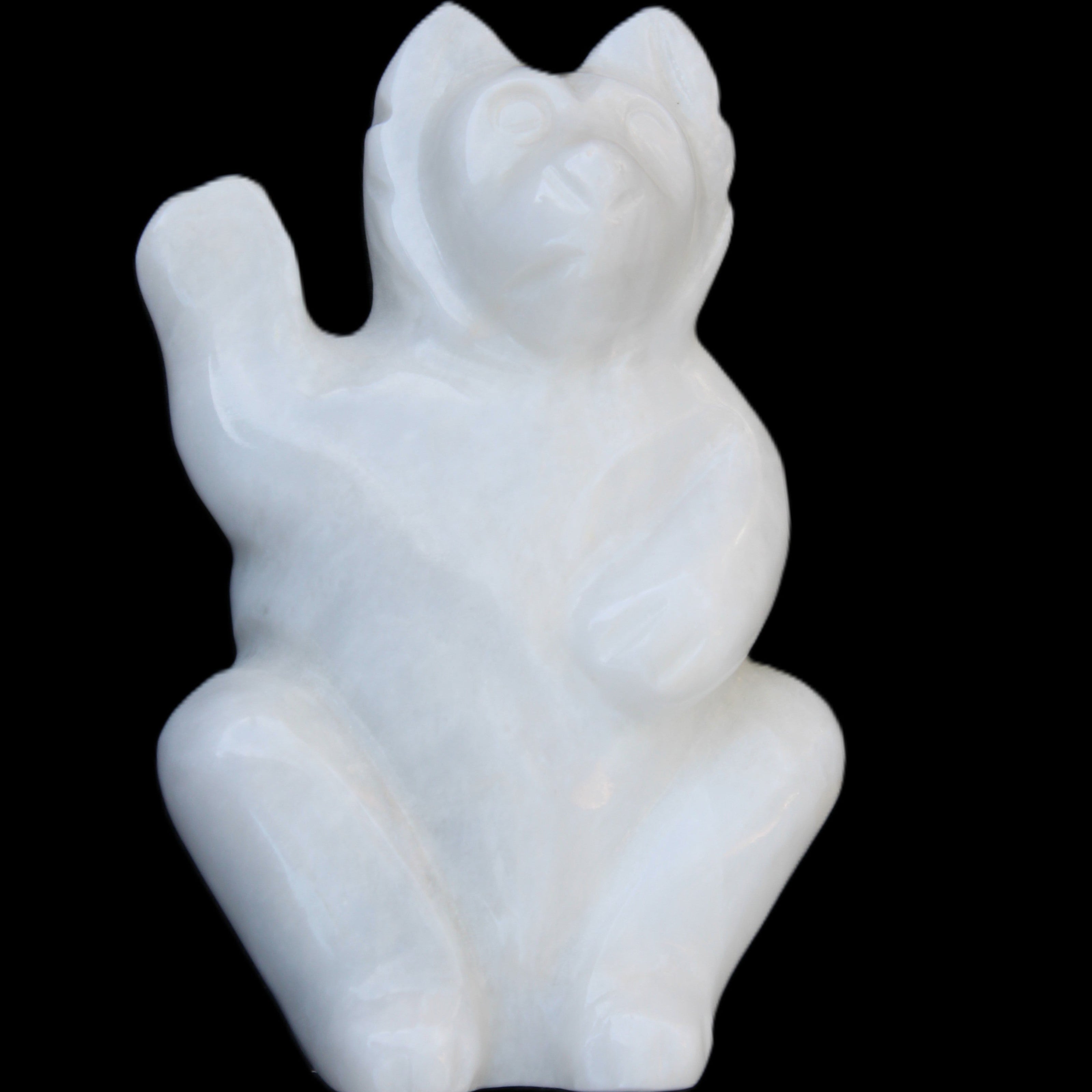 White Jade hand-carved Cat 84*47*135mm 718g in sunlight - Rocks and Things Store
