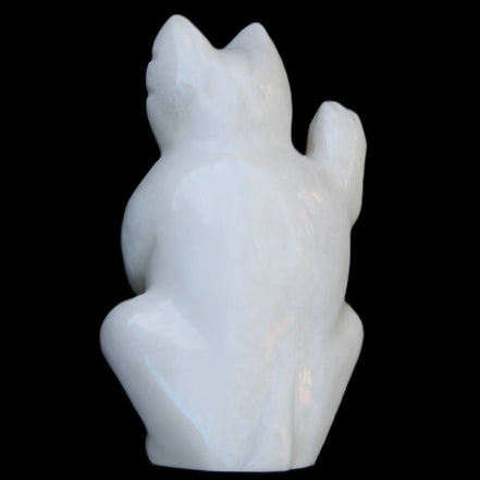 White Jade hand-carved Cat 84*47*135mm 718g in sunlight - Rocks and Things Store