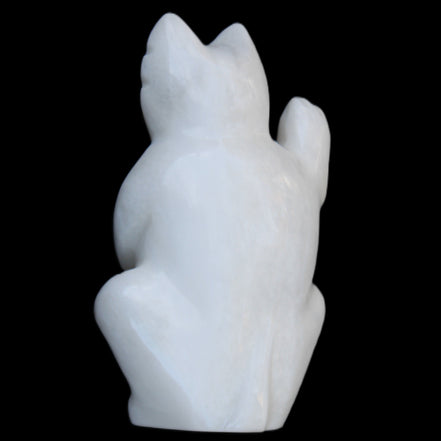 White Jade hand-carved Cat 84*47*135mm 718g in sunlight - Rocks and Things Store
