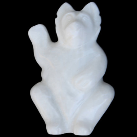 White Jade hand-carved Cat 84*47*135mm 718g in sunlight - Rocks and Things Store