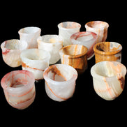 Afghan Jade hand-carved Tea Set with 12 cups in sunlight - Rocks and Things Store