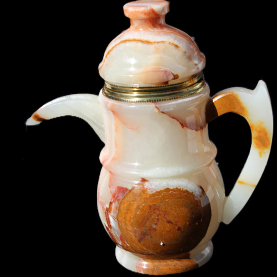 Afghan Jade hand-carved Tea Set with 12 cups in sunlight - Rocks and Things Store