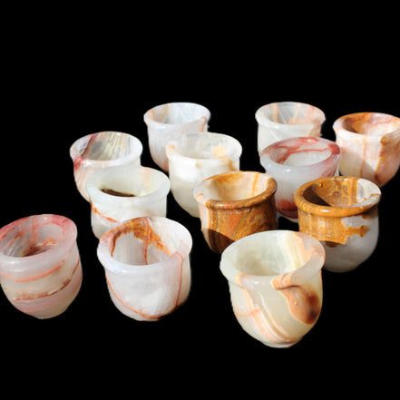 Afghan Jade hand-carved Tea Set with 12 cups in sunlight - Rocks and Things Store