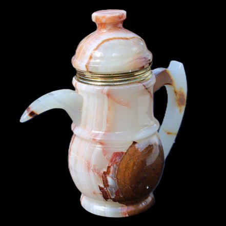 Afghan Jade hand-carved Tea Set with 12 cups in sunlight - Rocks and Things Store