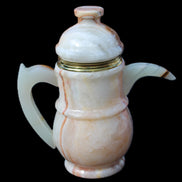 Afghan Jade hand-carved Tea Set with 12 cups in sunlight - Rocks and Things Store