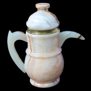 Afghan Jade hand-carved Tea Set with 12 cups in sunlight - Rocks and Things Store