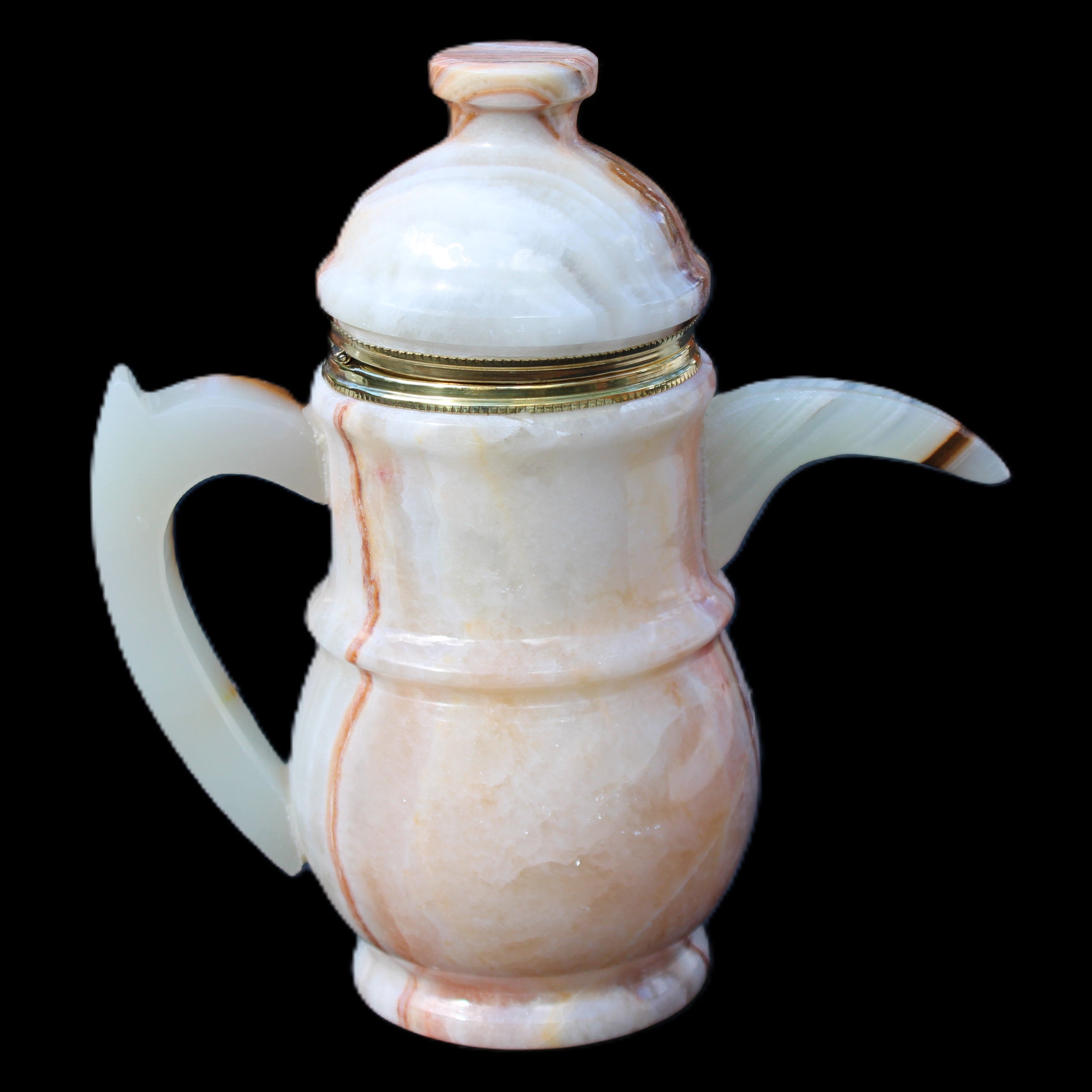 Afghan Jade hand-carved Tea Set with 12 cups in sunlight - Rocks and Things Store
