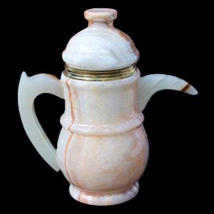 Afghan Jade hand-carved Tea Set with 12 cups in sunlight - Rocks and Things Store