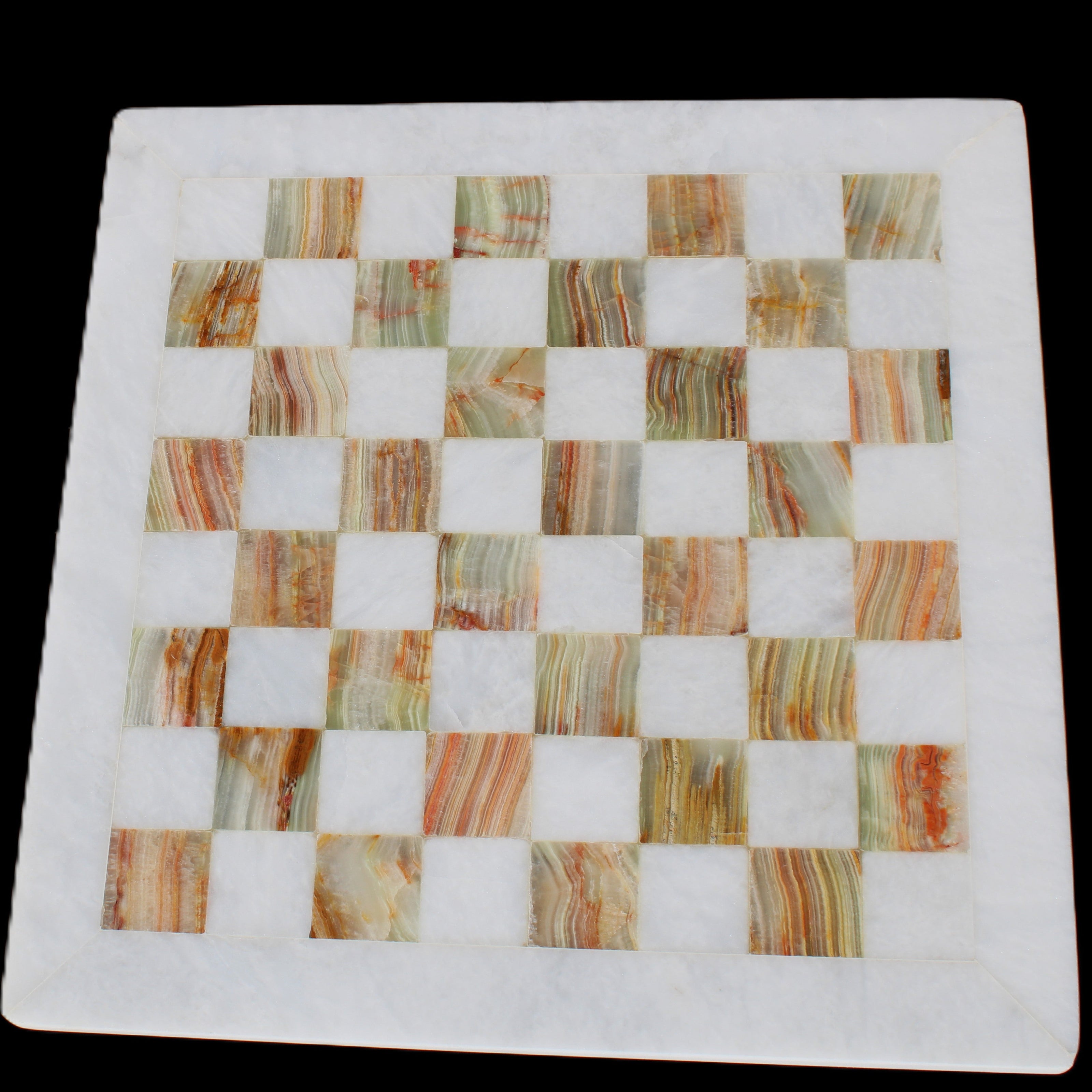 Afghan Jade Onyx hand-carved Chess Set in case in sunlight - Rocks and Things Store