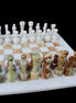 Afghan Jade Onyx hand-carved Chess Set in case in sunlight - Rocks and Things Store
