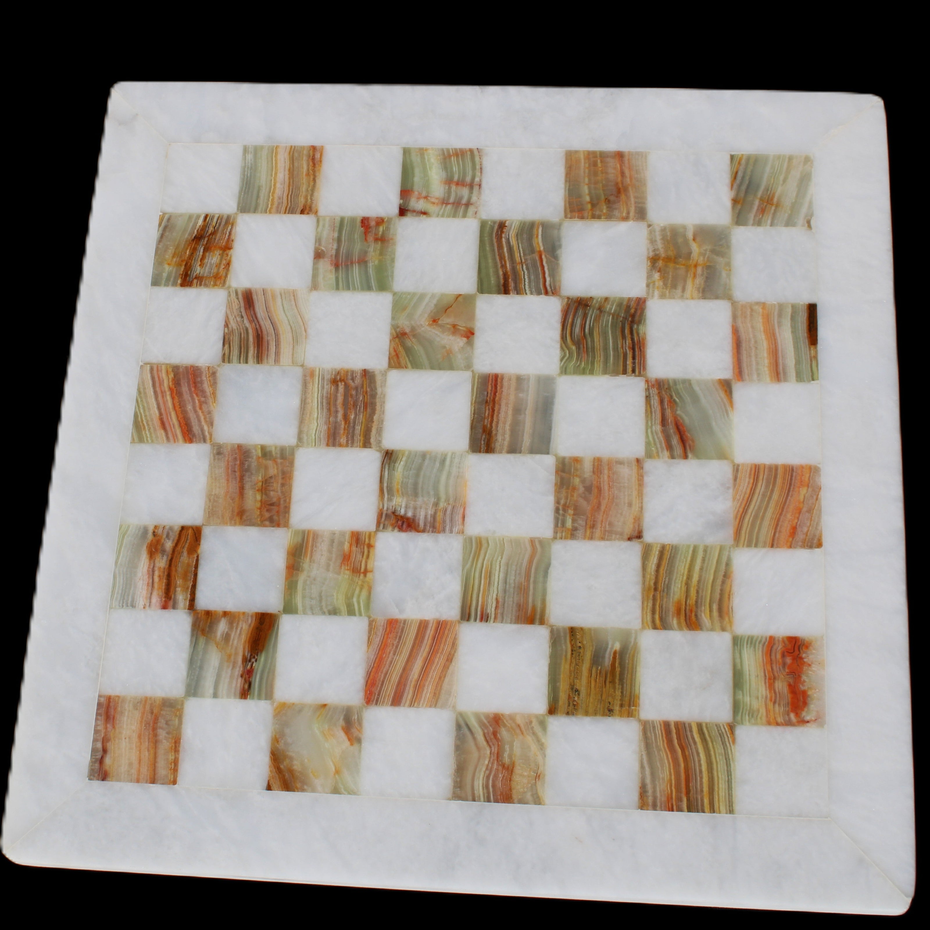 Afghan Jade Onyx hand-carved Chess Set in case in sunlight - Rocks and Things Store