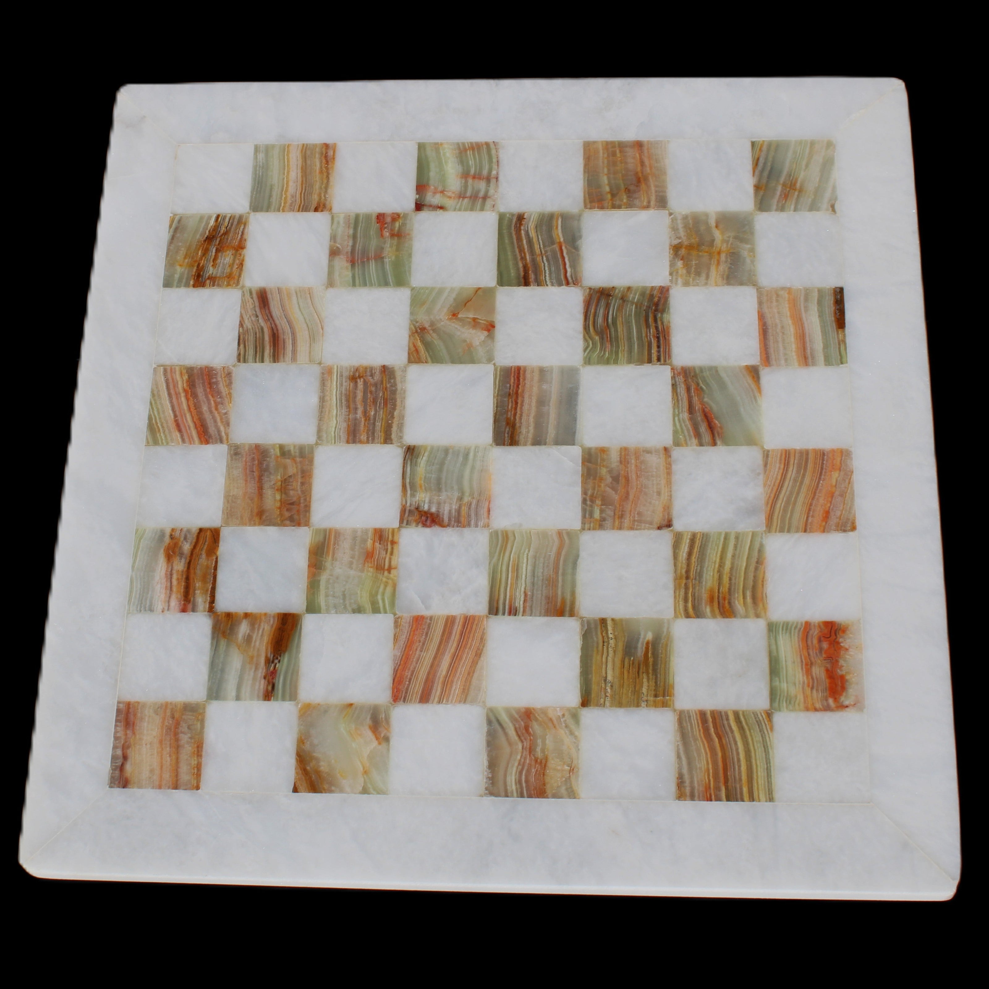 Afghan Jade Onyx hand-carved Chess Set in case in sunlight - Rocks and Things Store