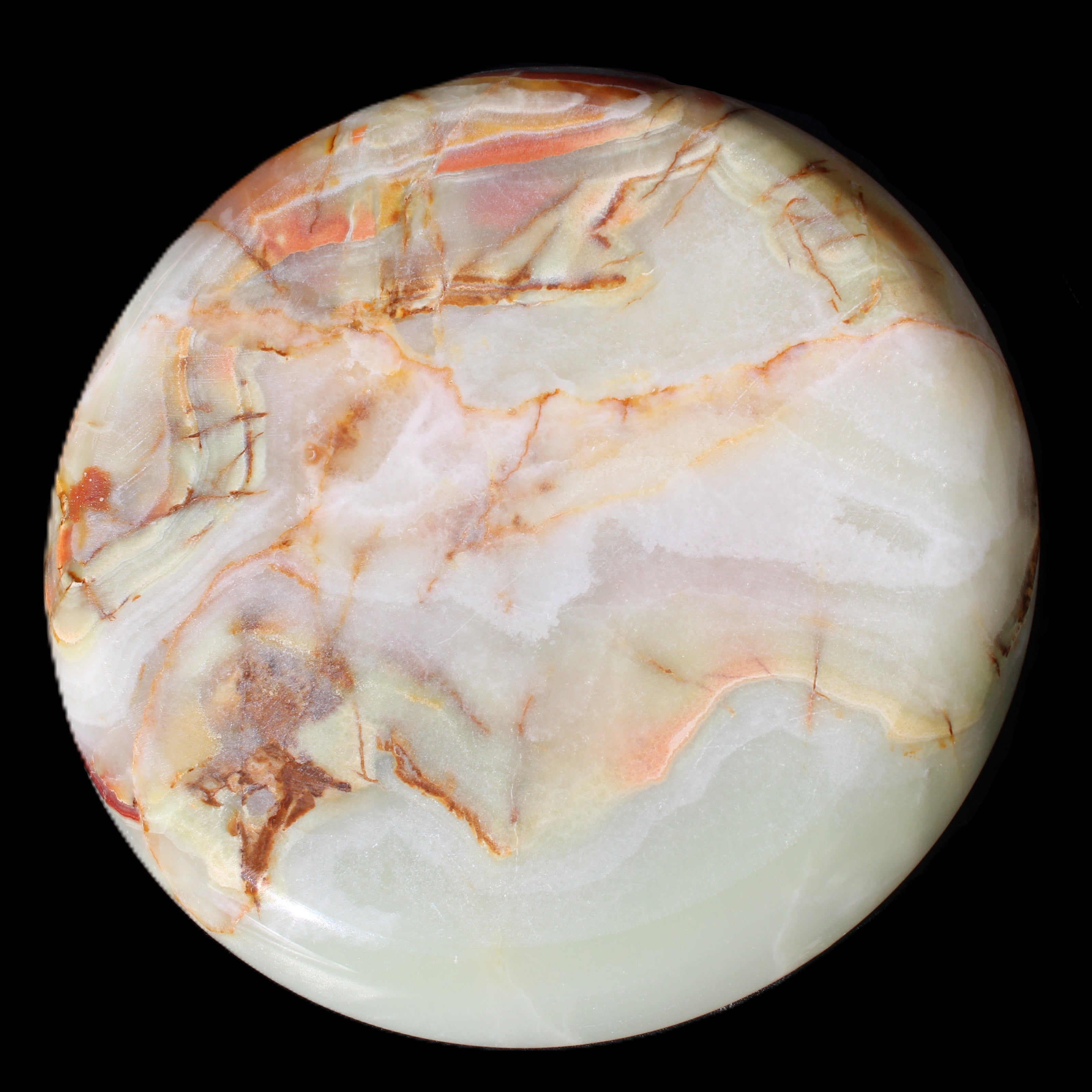 Afghan Jade hand-carved plate 154mm diameter 526g in sunlight - Rocks and Things Store