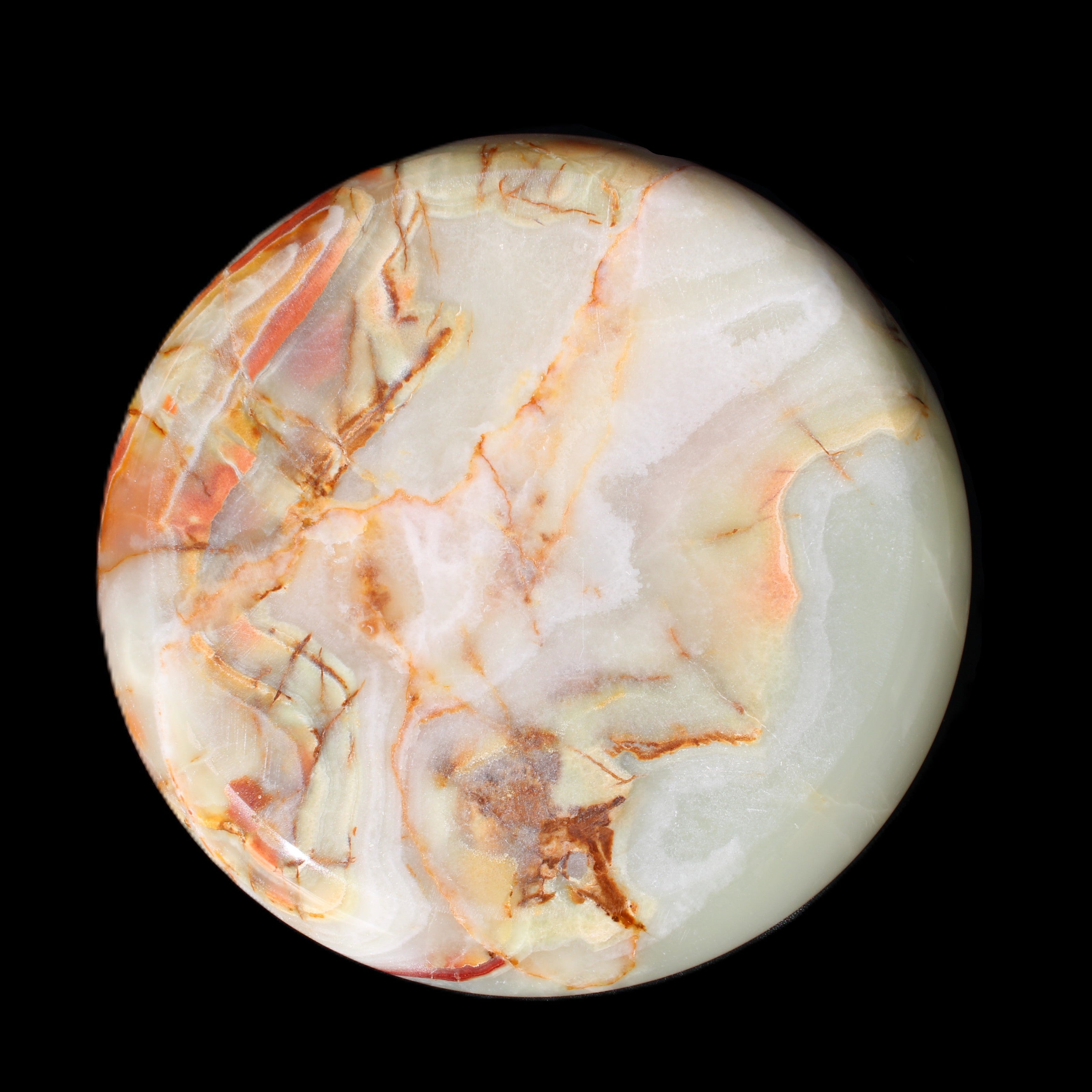 Afghan Jade hand-carved plate 154mm diameter 526g in sunlight - Rocks and Things Store
