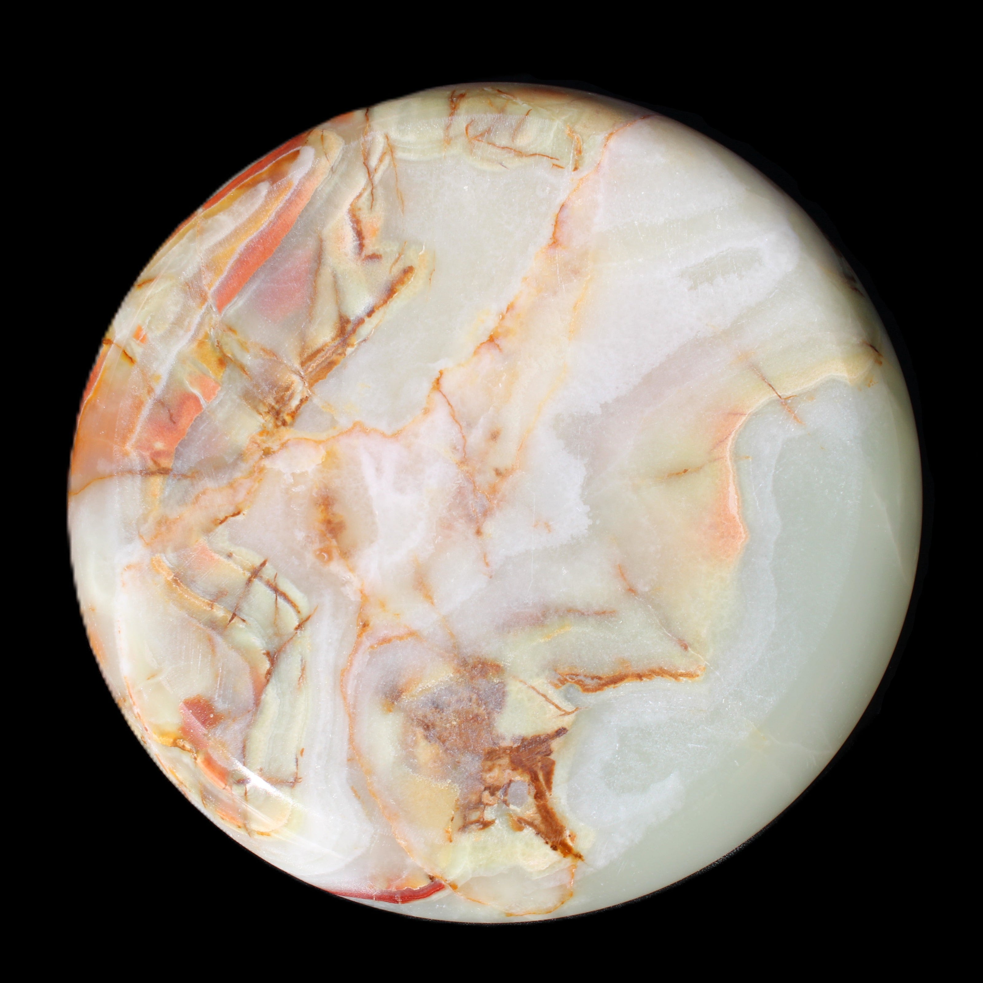 Afghan Jade hand-carved plate 154mm diameter 526g in sunlight - Rocks and Things Store
