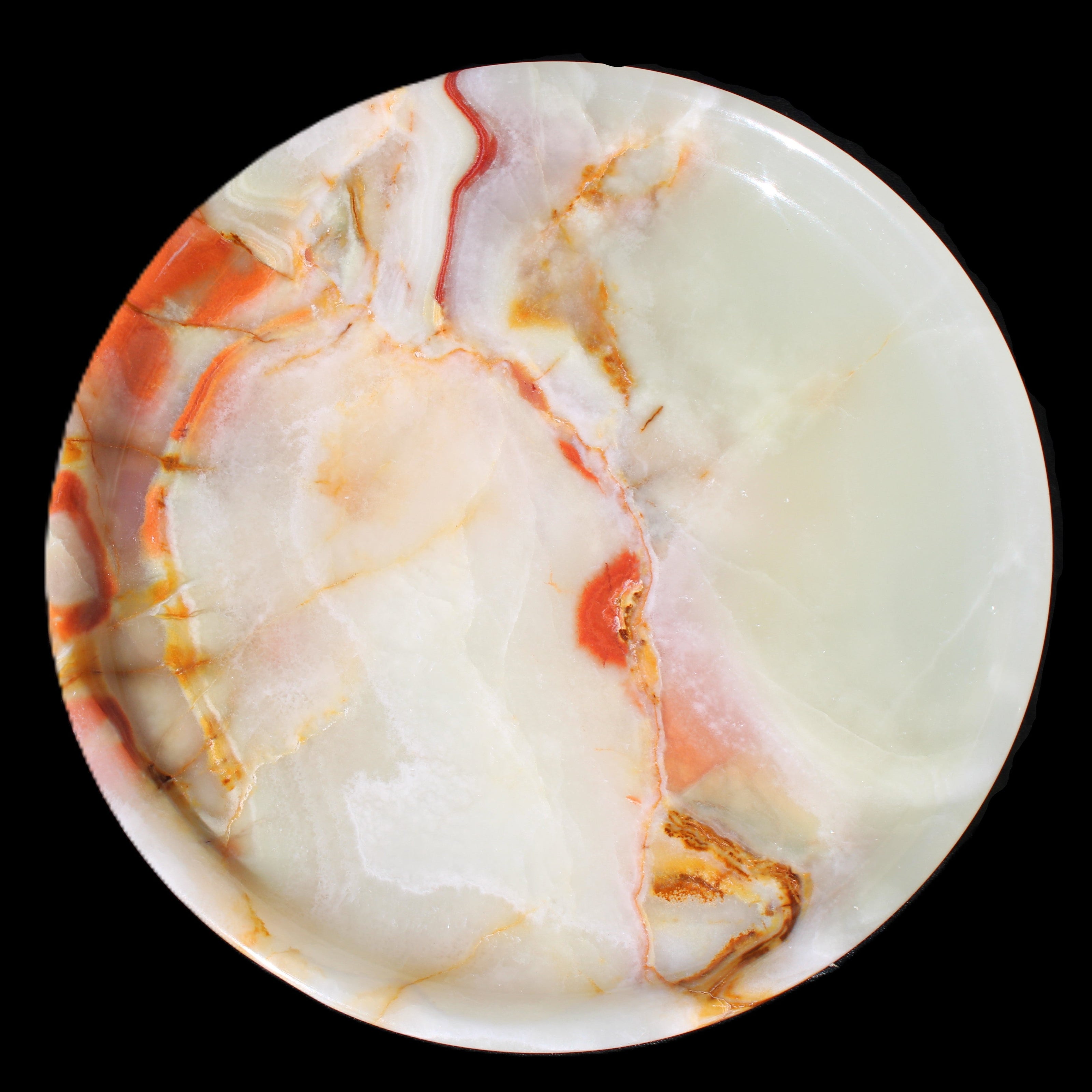 Afghan Jade hand-carved plate 154mm diameter 526g in sunlight - Rocks and Things Store