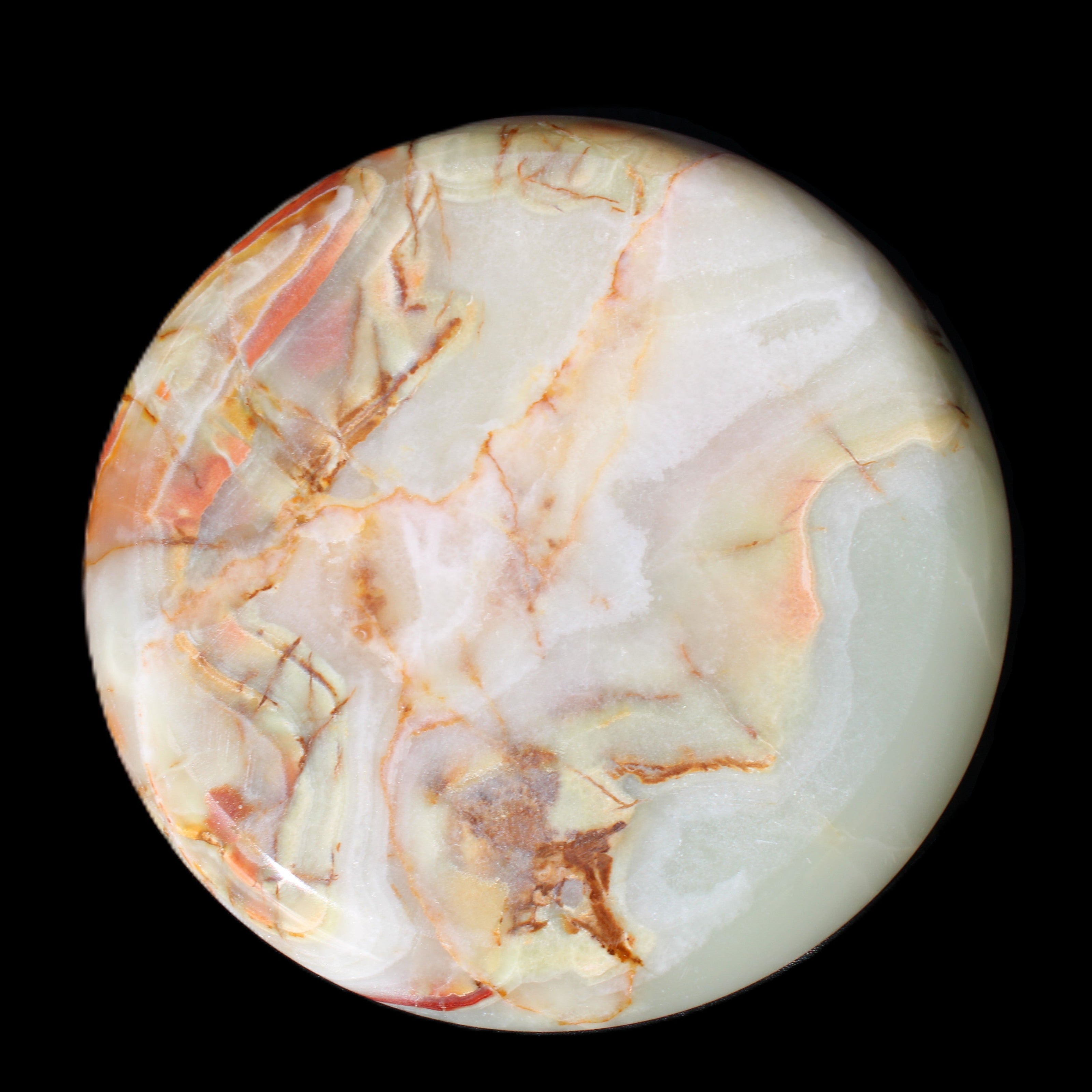 Afghan Jade hand-carved plate 154mm diameter 526g in sunlight - Rocks and Things Store
