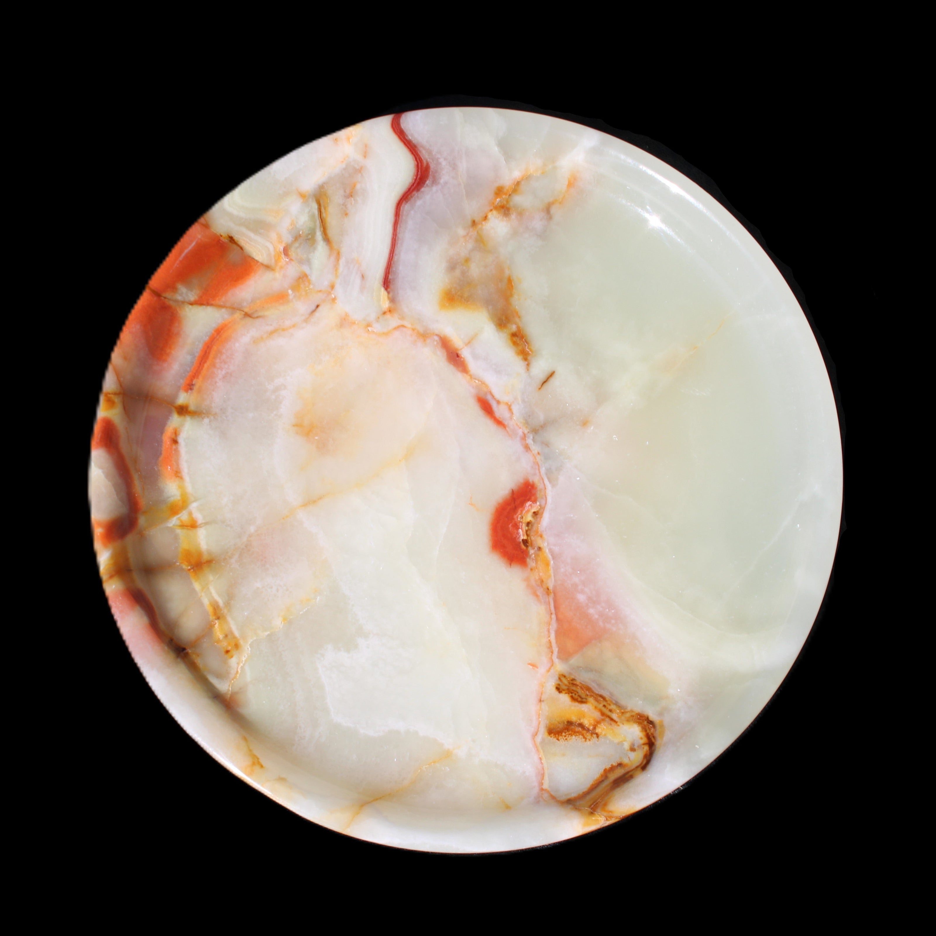 Afghan Jade hand-carved plate 154mm diameter 526g in sunlight - Rocks and Things Store