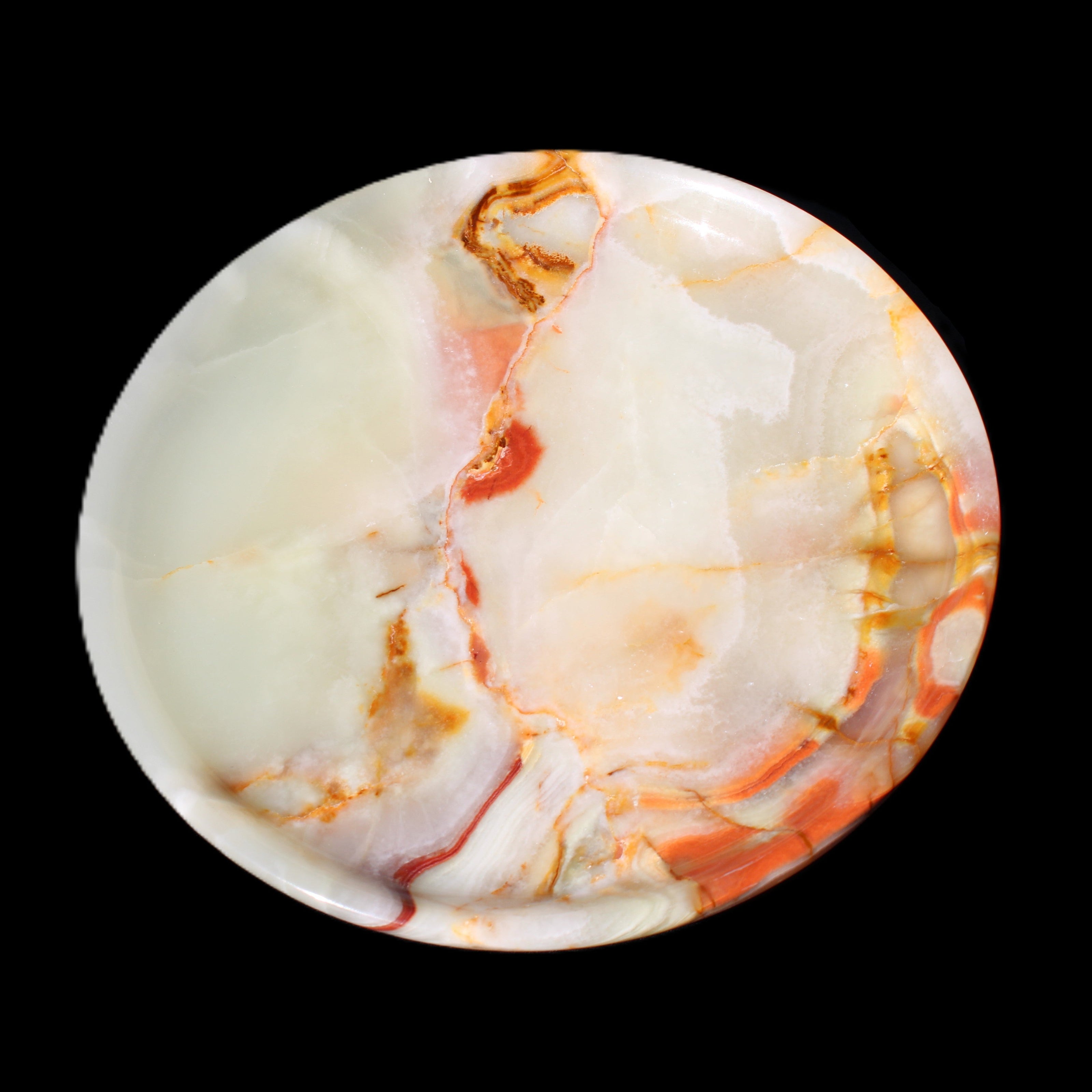 Afghan Jade hand-carved plate 154mm diameter 526g in sunlight - Rocks and Things Store