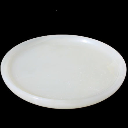 Afghan Jade Onyx  hand-carved plate 154mm diameter 526g in sunlight - Rocks and Things Store