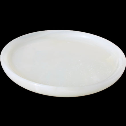 Afghan Jade Onyx  hand-carved plate 154mm diameter 526g in sunlight - Rocks and Things Store