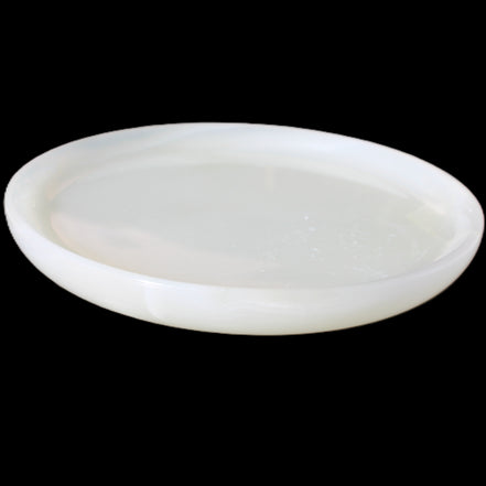 Afghan Jade Onyx  hand-carved plate 154mm diameter 526g in sunlight - Rocks and Things Store