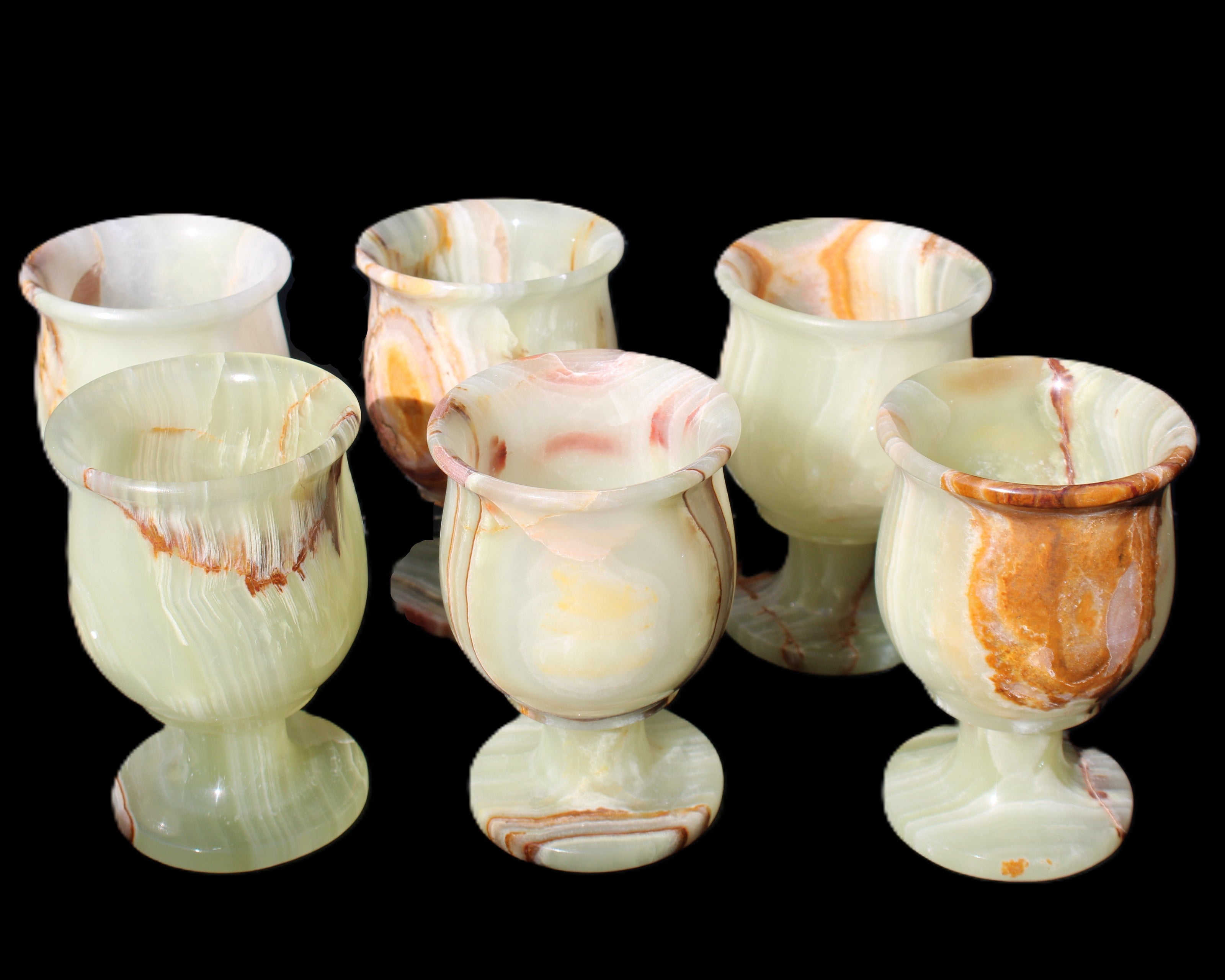 Afghan Jade goblets 80ml  62*95mm 226-250g in sunlight - Rocks and Things Store