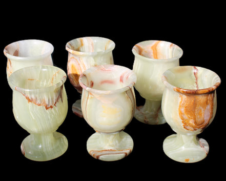 Afghan Jade goblets 80ml  62*95mm 226-250g in sunlight - Rocks and Things Store