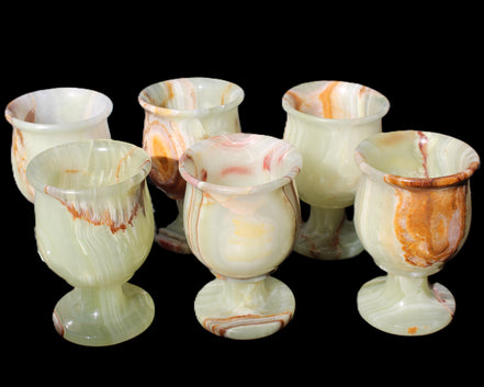 Afghan Jade goblets 80ml  62*95mm 226-250g in sunlight - Rocks and Things Store