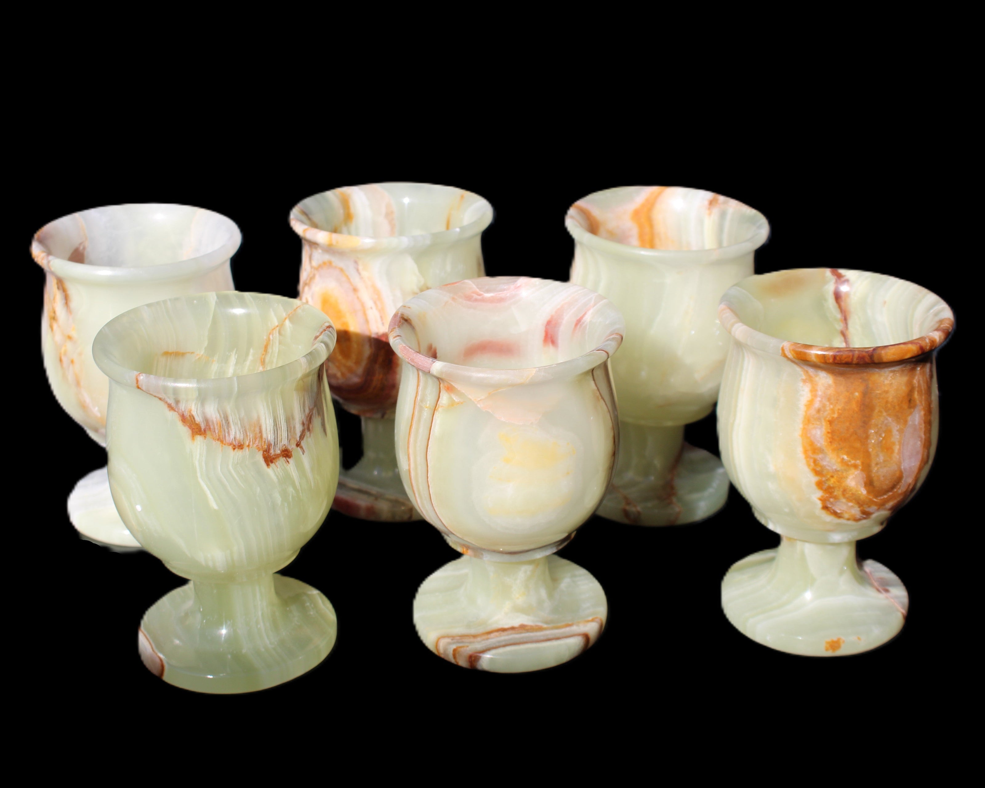 Afghan Jade goblets 80ml  62*95mm 226-250g in sunlight - Rocks and Things Store