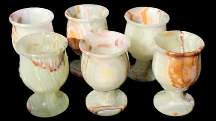 Afghan Jade goblets 80ml  62*95mm 226-250g in sunlight - Rocks and Things Store