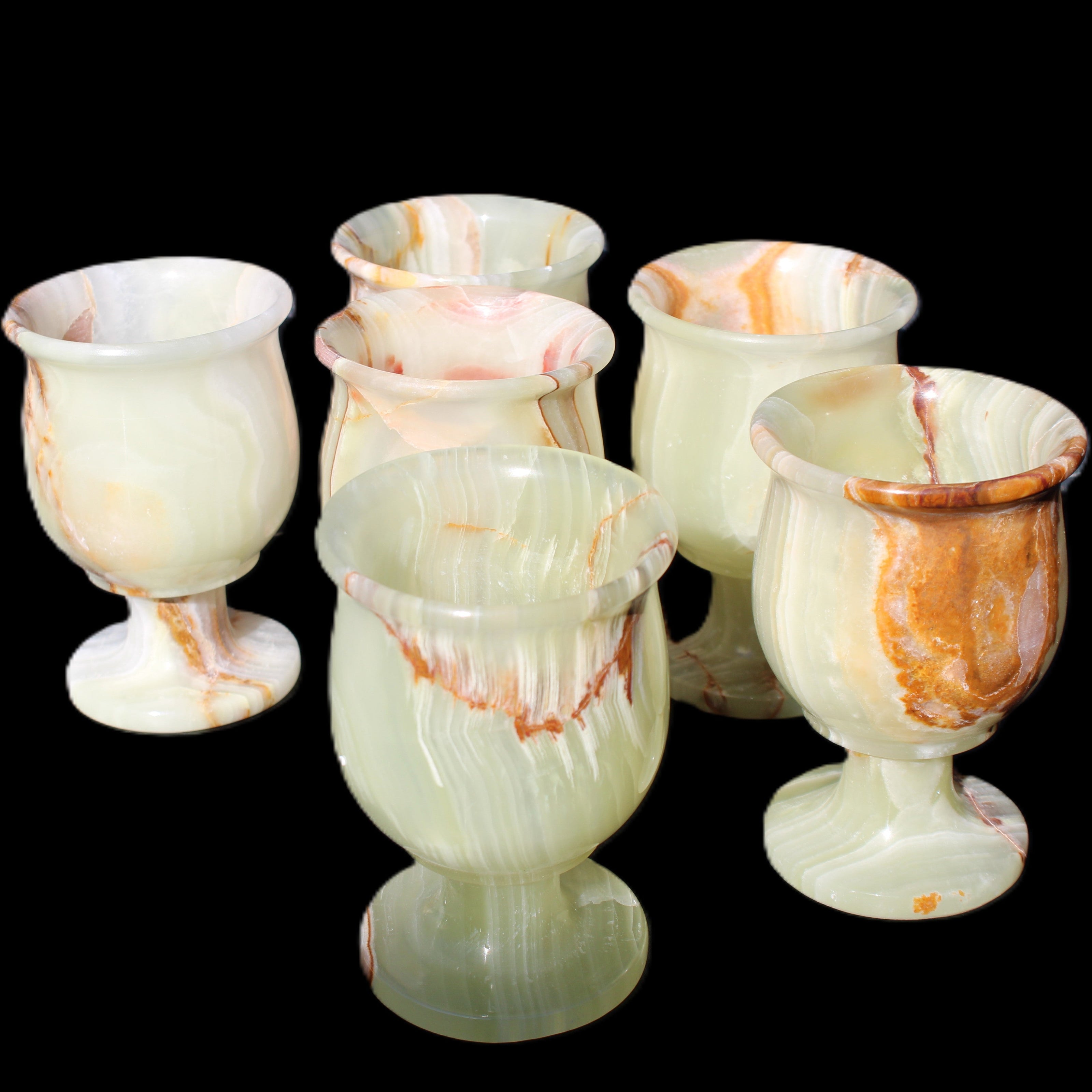 Afghan Jade goblets 80ml  62*95mm 226-250g in sunlight - Rocks and Things Store