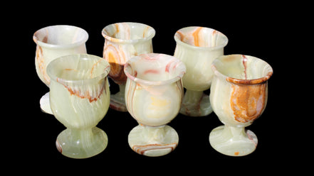 Afghan Jade goblets 80ml  62*95mm 226-250g in sunlight - Rocks and Things Store