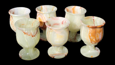 Afghan Jade goblets 80ml  62*95mm 226-250g in sunlight - Rocks and Things Store