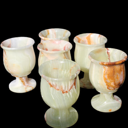 Afghan Jade goblets 80ml  62*95mm 226-250g in sunlight - Rocks and Things Store