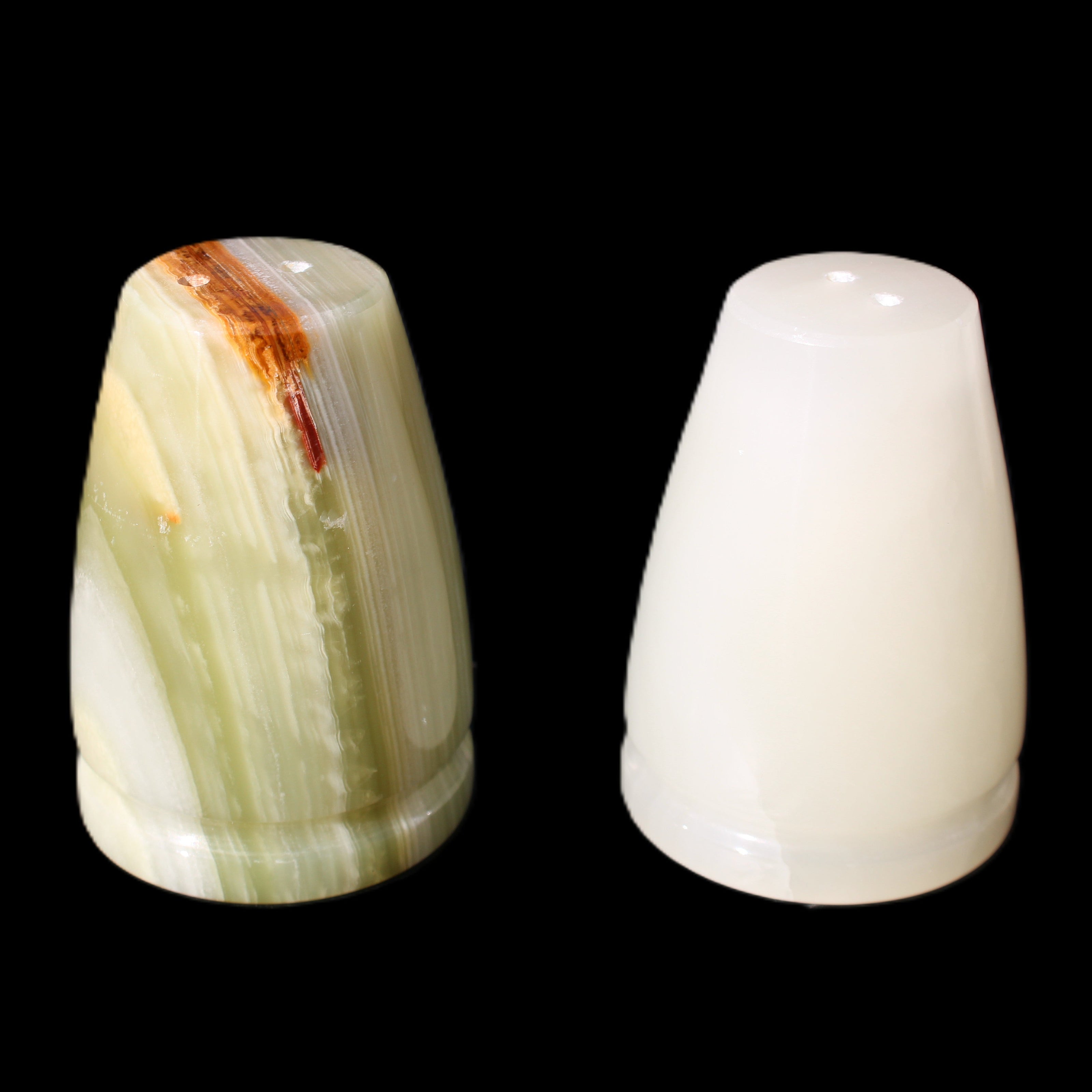 Afghan Jade hand-carved Salt & Pepper shakers 47*67mm 172g+185g in sunlight - Rocks and Things Store