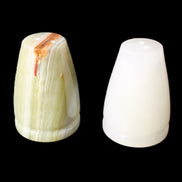 Afghan Jade hand-carved Salt & Pepper shakers 47*67mm 172g+185g in sunlight - Rocks and Things Store