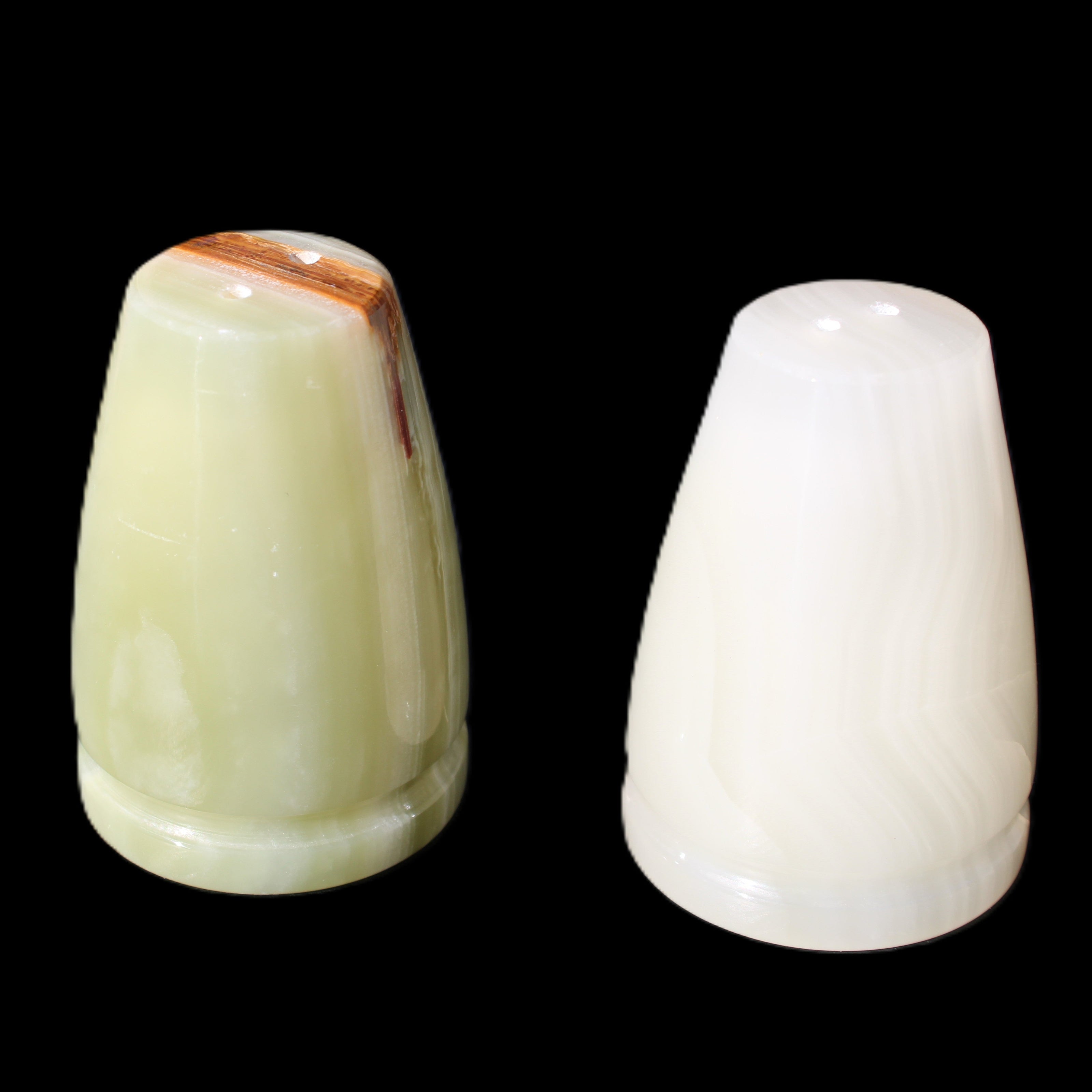 Afghan Jade hand-carved Salt & Pepper shakers 47*67mm 172g+185g in sunlight - Rocks and Things Store