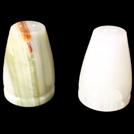 Afghan Jade hand-carved Salt & Pepper shakers 47*67mm 172g+185g in sunlight - Rocks and Things Store