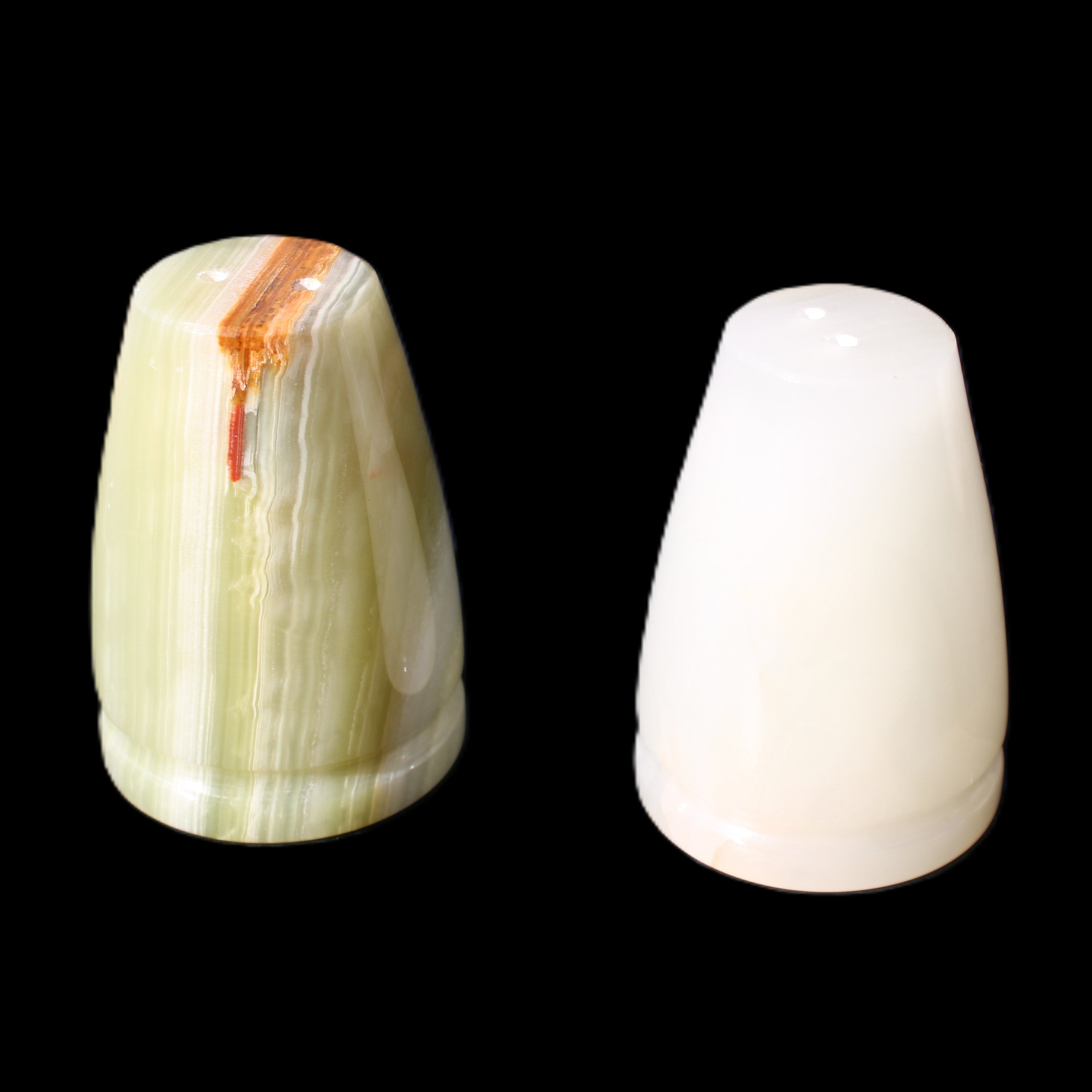 Afghan Jade hand-carved Salt & Pepper shakers 47*67mm 172g+185g in sunlight - Rocks and Things Store