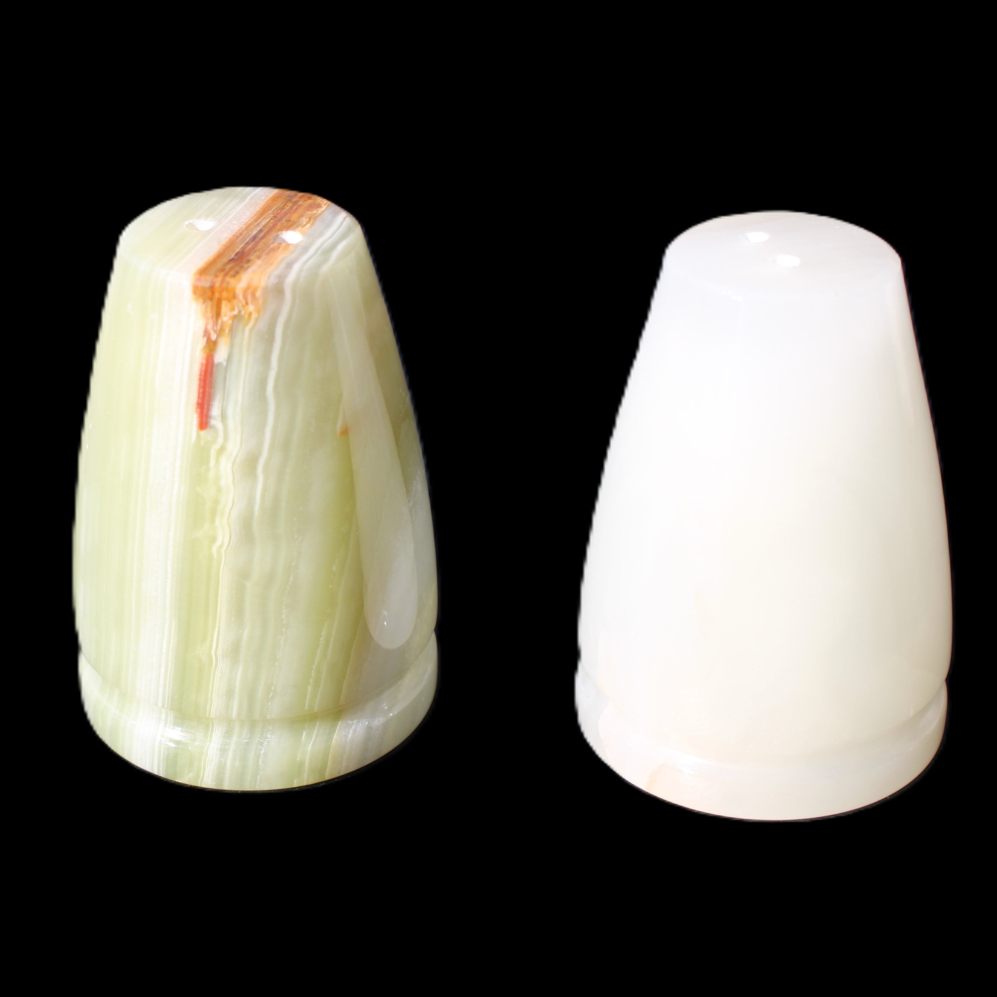 Afghan Jade hand-carved Salt & Pepper shakers 47*67mm 172g+185g in sunlight - Rocks and Things Store