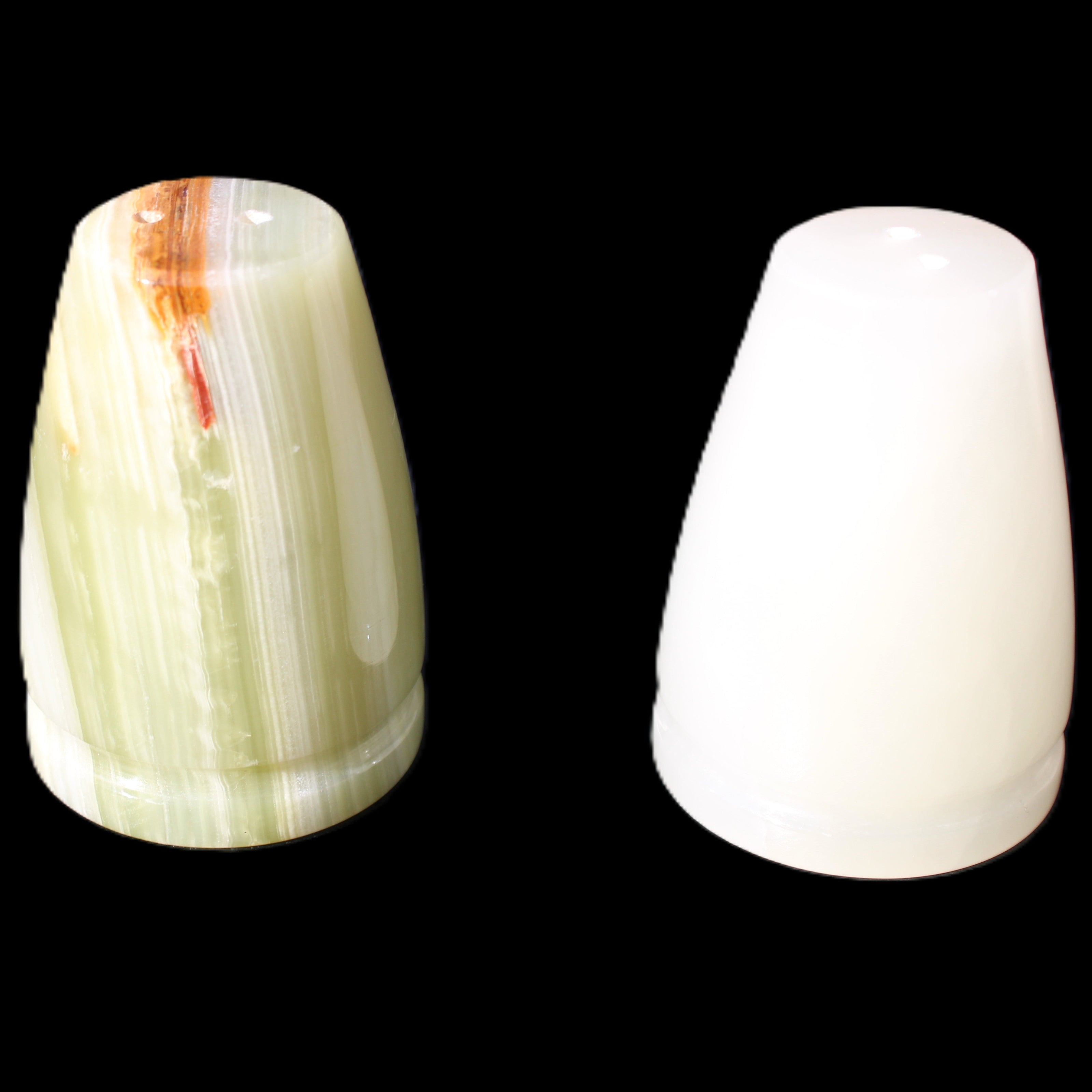 Afghan Jade hand-carved Salt & Pepper shakers 47*67mm 172g+185g in sunlight - Rocks and Things Store